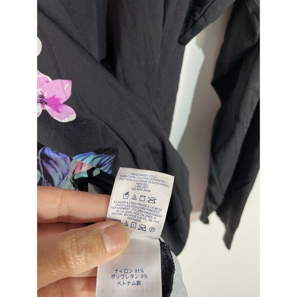 Lands End Swim Top Womens 3X Black Floral UPF50 Rash Guard Beach Resort Cruise - Picture 6 of 10